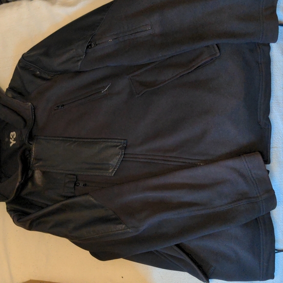 Y-3 Yohji Yamamoto Leather Mix Hoodie Small y3 techwear - Picture 2 of 3